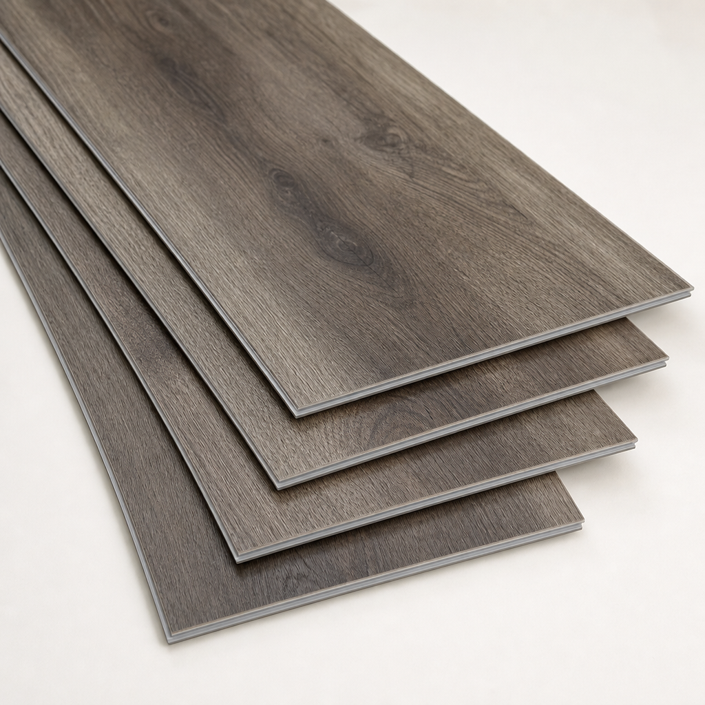 Smoky Hickory luxury vinyl plank flooring sample boards